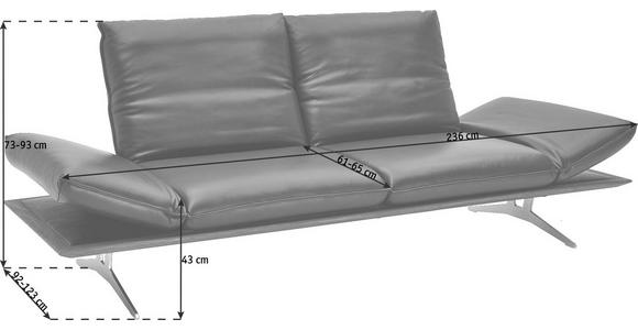 2,5-SITZER Echtleder Schwarz - Schwarz/Nickelfarben, Design, Leder (236/73-93/92-123cm) - Dieter Knoll