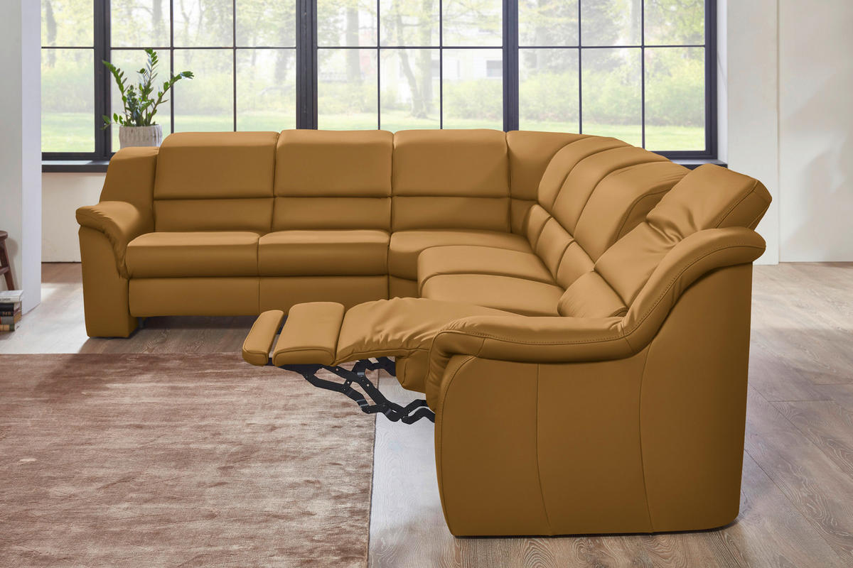 ECKSOFA  in Echtleder Senfgelb  260/324 cm  - Senfgelb/Schwarz, KONVENTIONELL, Leder/Kunststoff (260/324cm) - Cantus