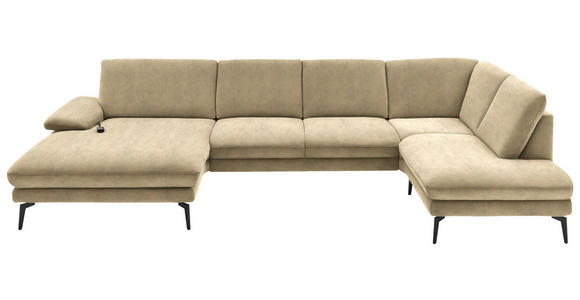 WOHNLANDSCHAFT in Velours Cappuccino - Schwarz/Cappuccino, Design, Textil/Metall (180/344/208cm) - Dieter Knoll