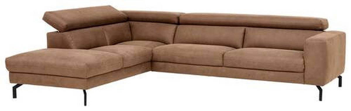 ECKSOFA in Mikrofaser Braun  - Schwarz/Braun, Modern, Textil/Metall (233/305cm) - Trendmanufaktur