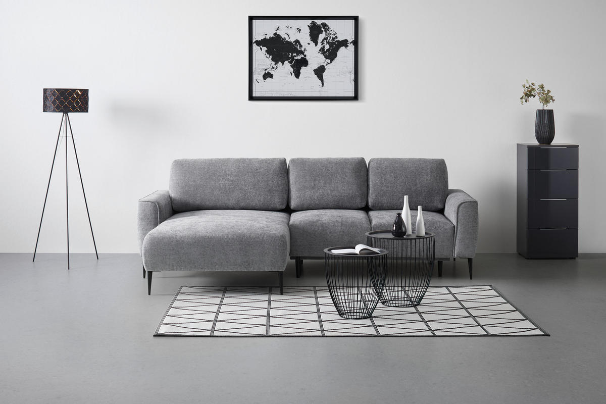 HÖRNSOFFA i vävt tyg grå  - grå/svart, Modern, metall/textil (164/255cm) - MID.YOU