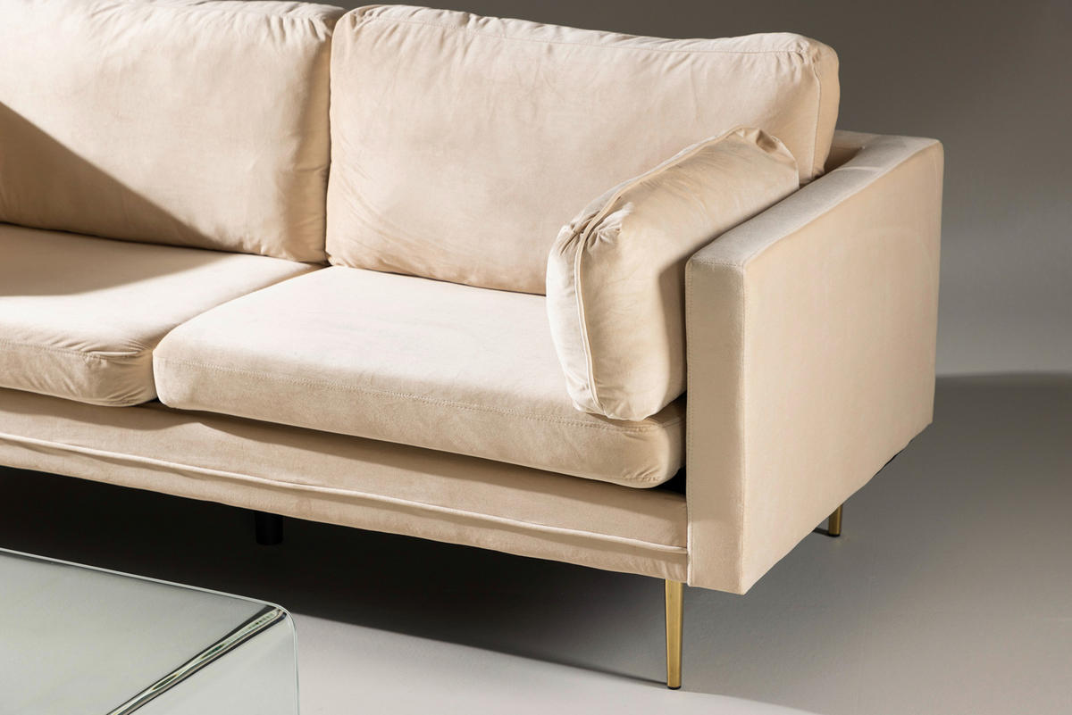 2-SITS SOFFA i metall, textil guldfärgad, beige  - beige/guldfärgad, Design, metall/textil (203/84/90cm) - Livetastic