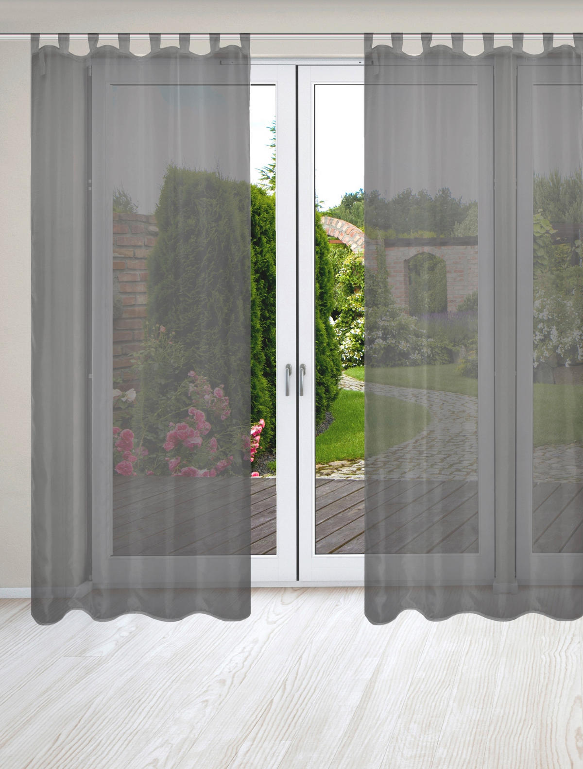 SCHLAUFENSCHAL  transparent   135/245 cm 2 Stück  - Anthrazit Hochglanz, Basics, Textil (135/245cm)
