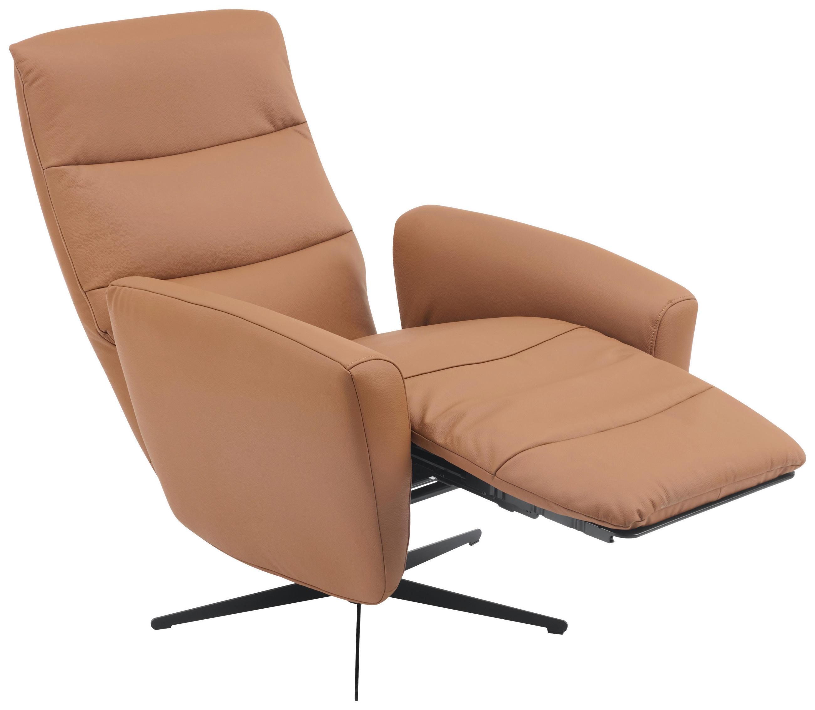 RELAXSESSEL Lederlook Echtleder Fußteilverstellung    - Schwarz/Braun, Design, Leder/Textil (76/112/80cm) - Livetastic