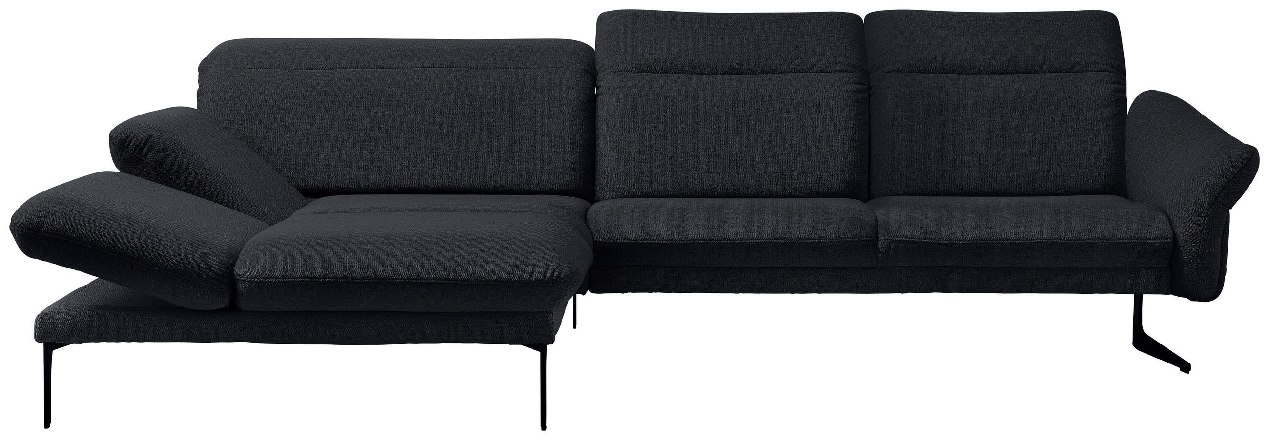 ECKSOFA in Webstoff Dunkelblau  - Anthrazit/Dunkelblau, Design, Textil/Metall (203/299cm) - Himolla