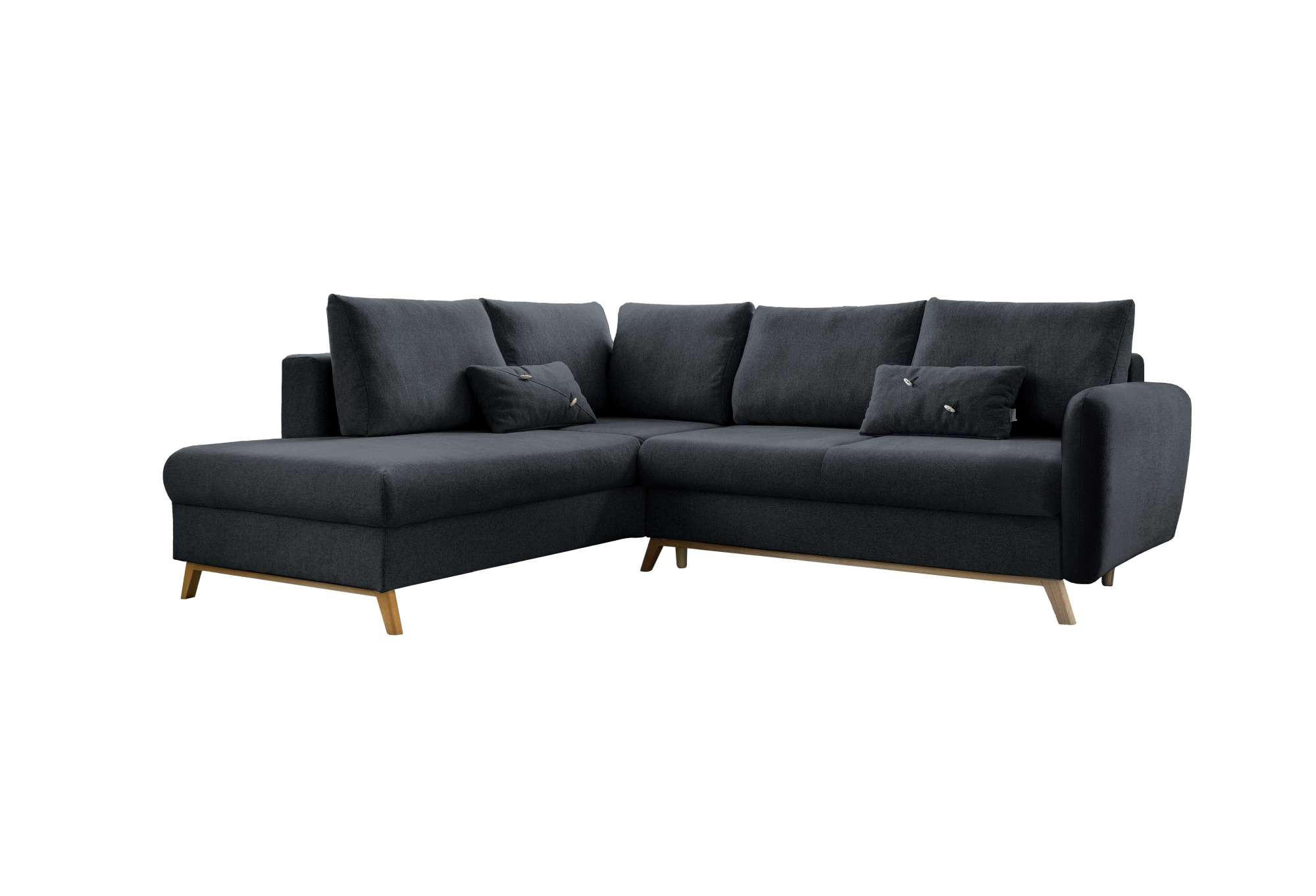 ECKSOFA Dunkelgrau Chenille  - Dunkelgrau/Naturfarben, Holz/Textil (202/242cm) - MID.YOU