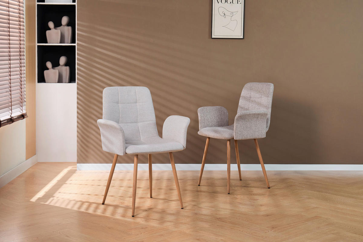 NASLANJAČ, kovina, tekstil naravne barve, bež  - naravne barve/bež, Design, kovina/tekstil (61/87/55cm) - Stylife