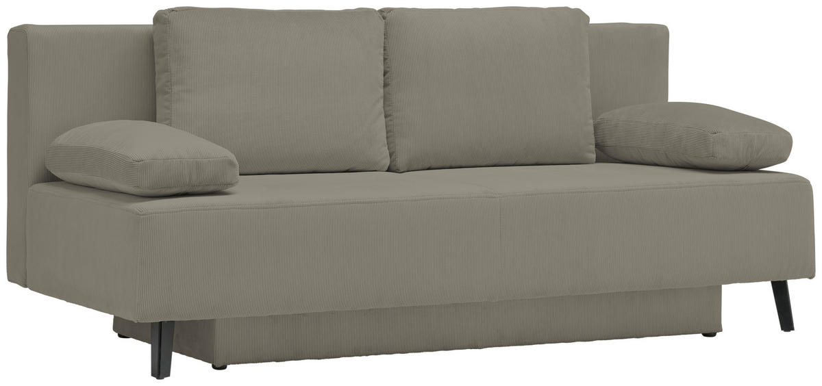 SCHLAFSOFA Cord Taupe  - Taupe/Schwarz, Modern, Textil/Metall (193/85/88cm) - Novel