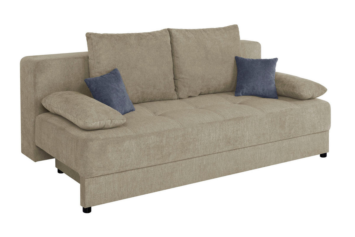 SCHLAFSOFA  mit Liegefunktion, Rücken echt Beige  - Beige/Schwarz, Design, Kunststoff/Textil (200/90/103cm) - P & B