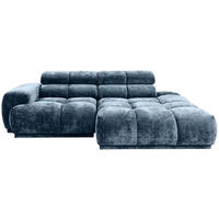 ECKSOFA 239/150 cm  in Flachgewebe Blau Rücken echt, Kopfteilverstellung  239/150 cm  - Blau, MODERN, Textil (239/150cm) - MID.YOU