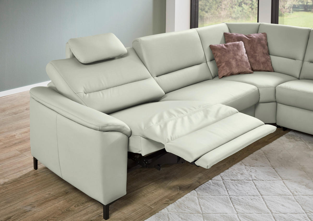 ECKSOFA  in Echtleder Silberfarben  290/249 cm  - Silberfarben/Schwarz, KONVENTIONELL, Leder/Metall (290/249cm) - Beldomo Premium