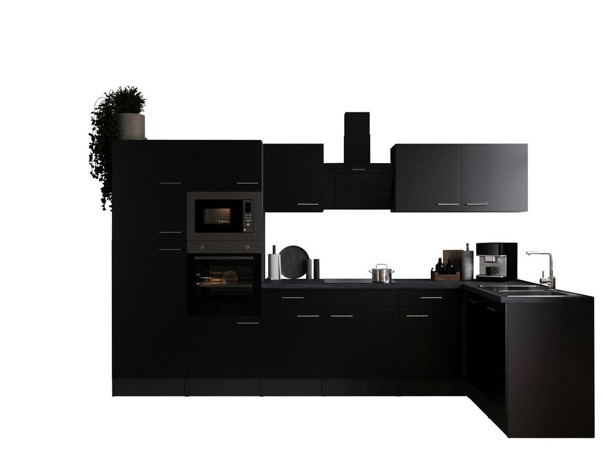 ECKKÜCHE 340/172 cm  in Grau, Schwarz  - Silberfarben/Schwarz, Design, Holzwerkstoff/Metall (340/172cm) - Respekta