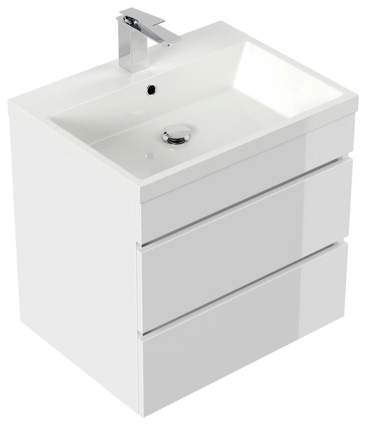 WASCHTISCHKOMBI 60 cm  - Weiß Hochglanz/Weiß, Basics, Keramik/Holzwerkstoff (60cm) - MID.YOU