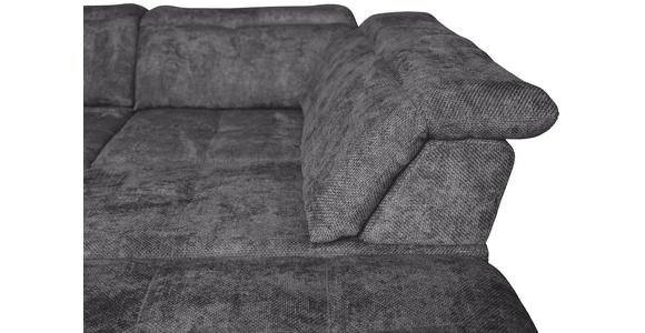 WOHNLANDSCHAFT  in Struktur Dunkelgrau  - Dunkelgrau/Schwarz, KONVENTIONELL, Textil/Metall (188/357/253cm) - Carryhome