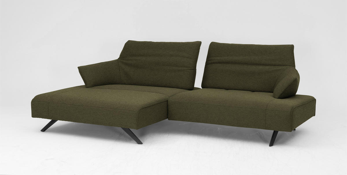 ECKSOFA in Struktur Olivgrün  - Anthrazit/Olivgrün, Design, Textil/Metall (165/276cm) - Himolla