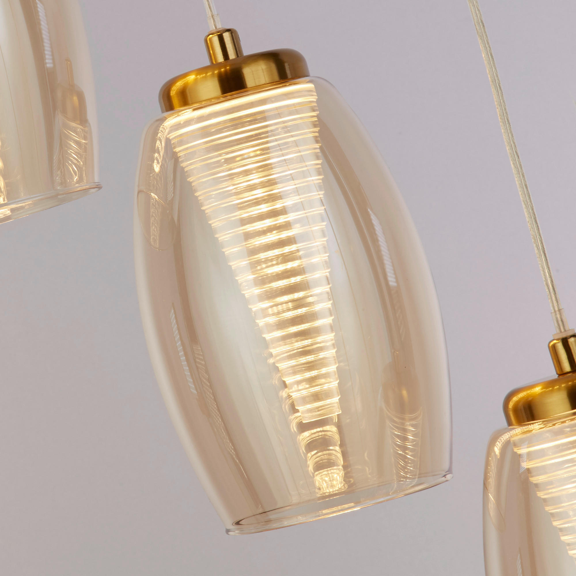 LED-PENDELLEUCHTE Cyclone 35/150 cm   - Champagner, Design, Glas/Kunststoff (35/150cm)