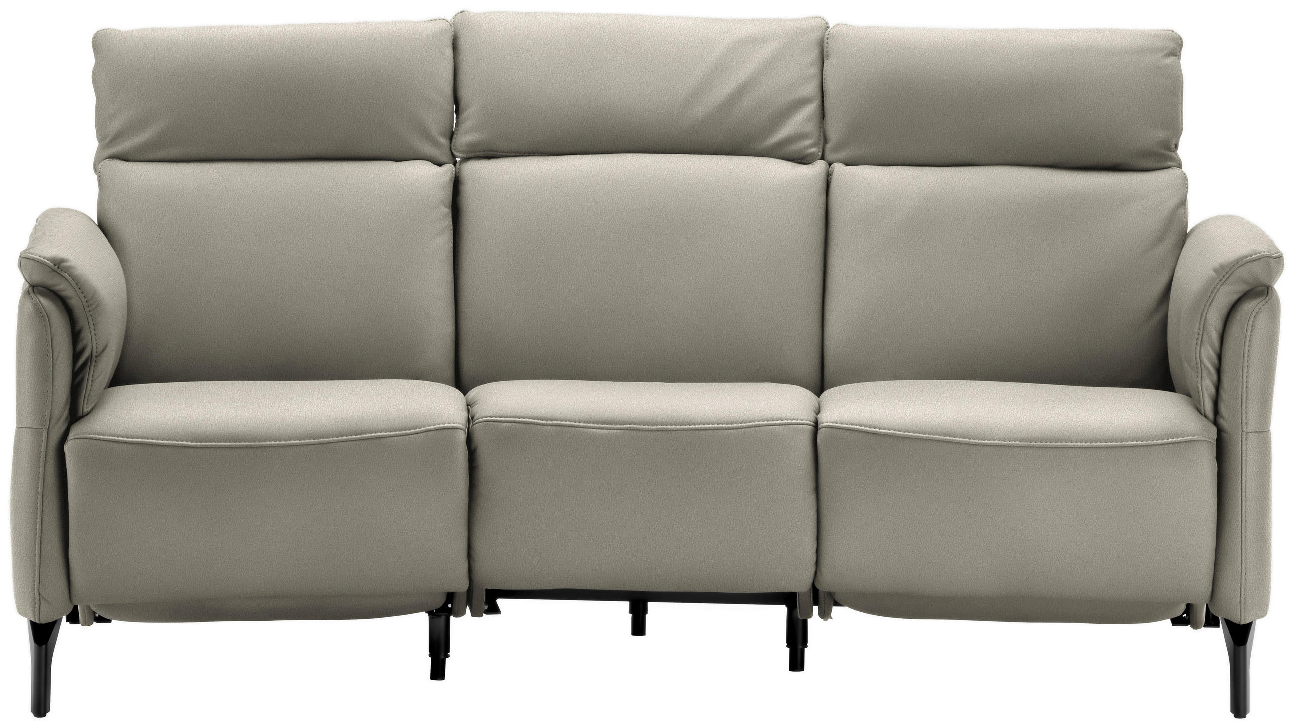 TRAPEZSOFA in Echtleder Hellgrau  - Hellgrau/Schwarz, Konventionell, Leder/Metall (221/103/95cm) - Dieter Knoll