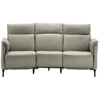 TRAPEZSOFA in Echtleder Hellgrau  - Hellgrau/Schwarz, Konventionell, Leder/Metall (221/103/95cm) - Dieter Knoll