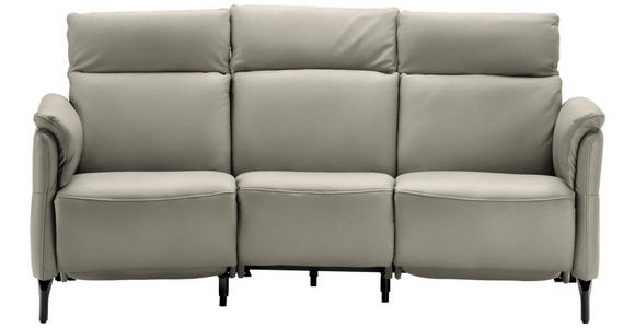 TRAPEZSOFA in Echtleder Hellgrau  - Hellgrau/Schwarz, KONVENTIONELL, Leder/Metall (221/103/95cm) - Dieter Knoll