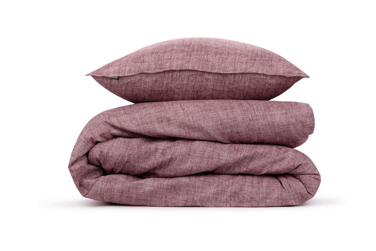 BETTWÄSCHE 3-teilig Lino Renforcé 200/200 cm  - Weinrot, Basics, Textil (200/200cm)