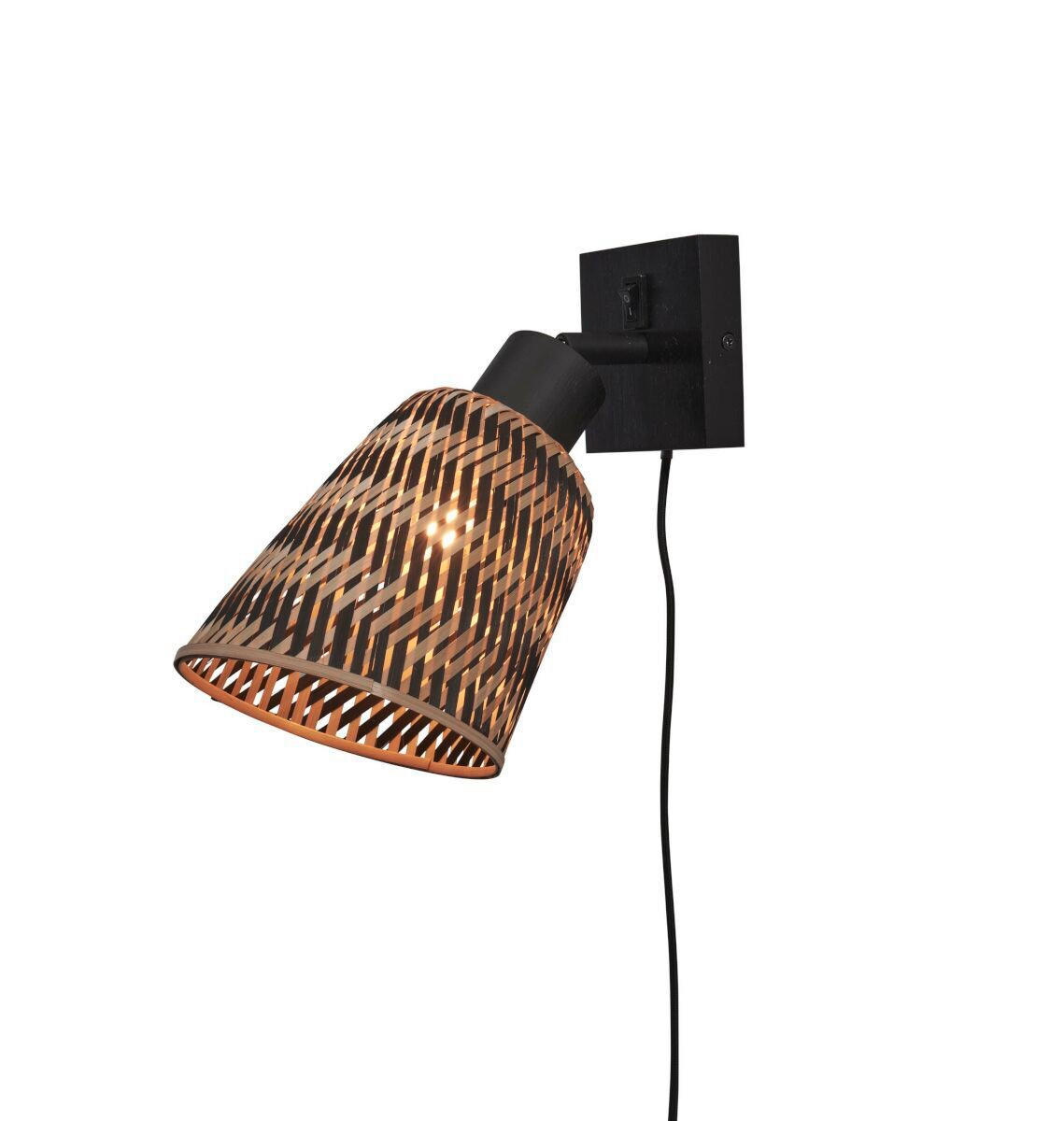 WANDLEUCHTE - Schwarz/Naturfarben, Trend (15/15/22cm) - Good & Mojo