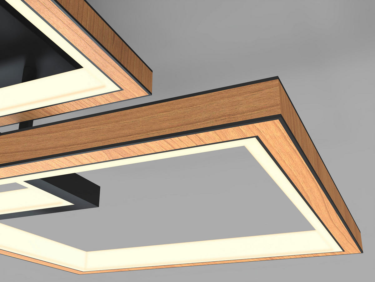 LED-DECKENLEUCHTE 57/57/16 cm   - Buchefarben/Schwarz, Natur, Holz/Metall (57/57/16cm)