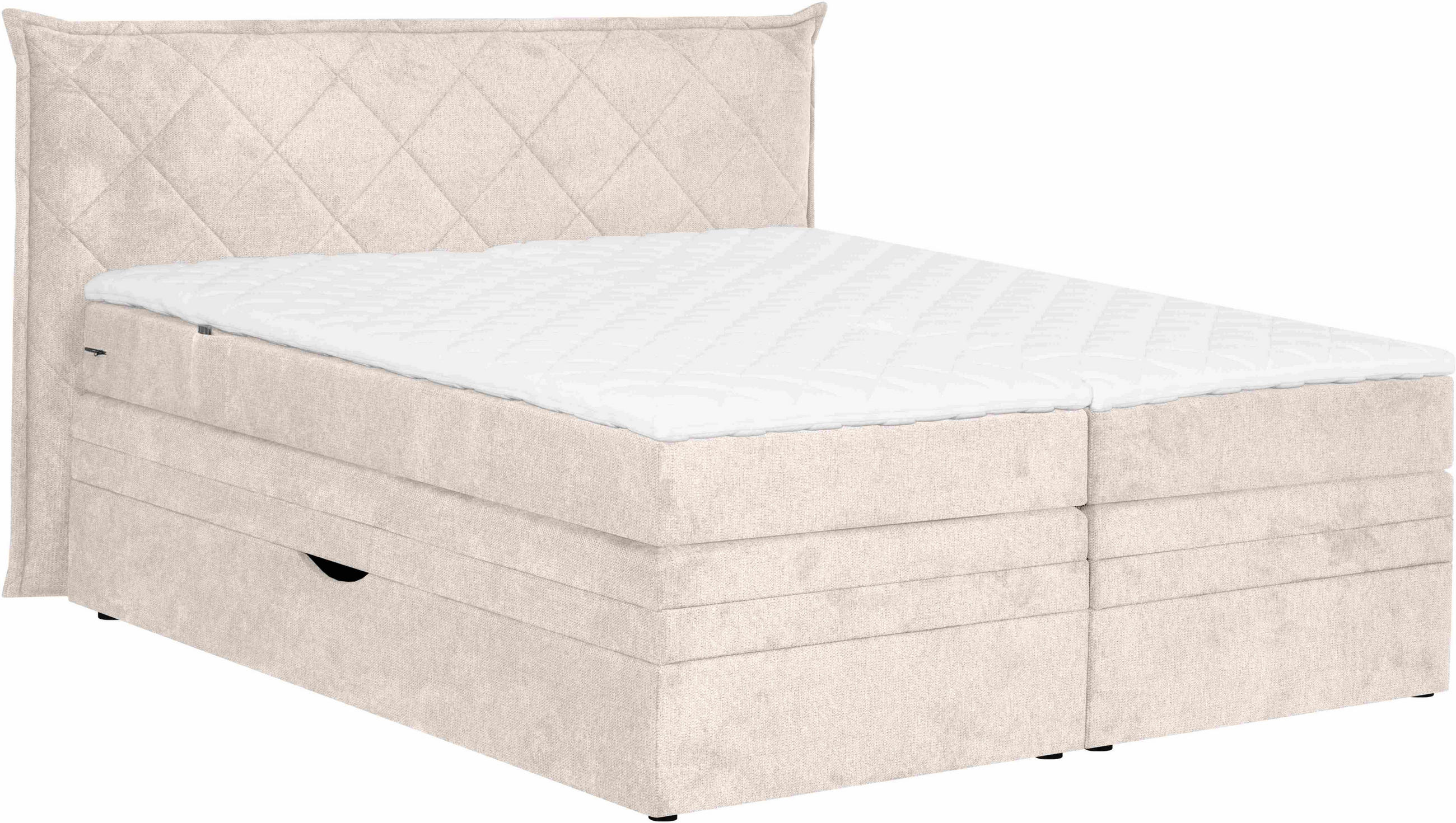 BOXSPRINGBETT 180/200 cm  in Beige  - Beige/Schwarz, KONVENTIONELL, Holz/Textil (180/200cm) - Welnova
