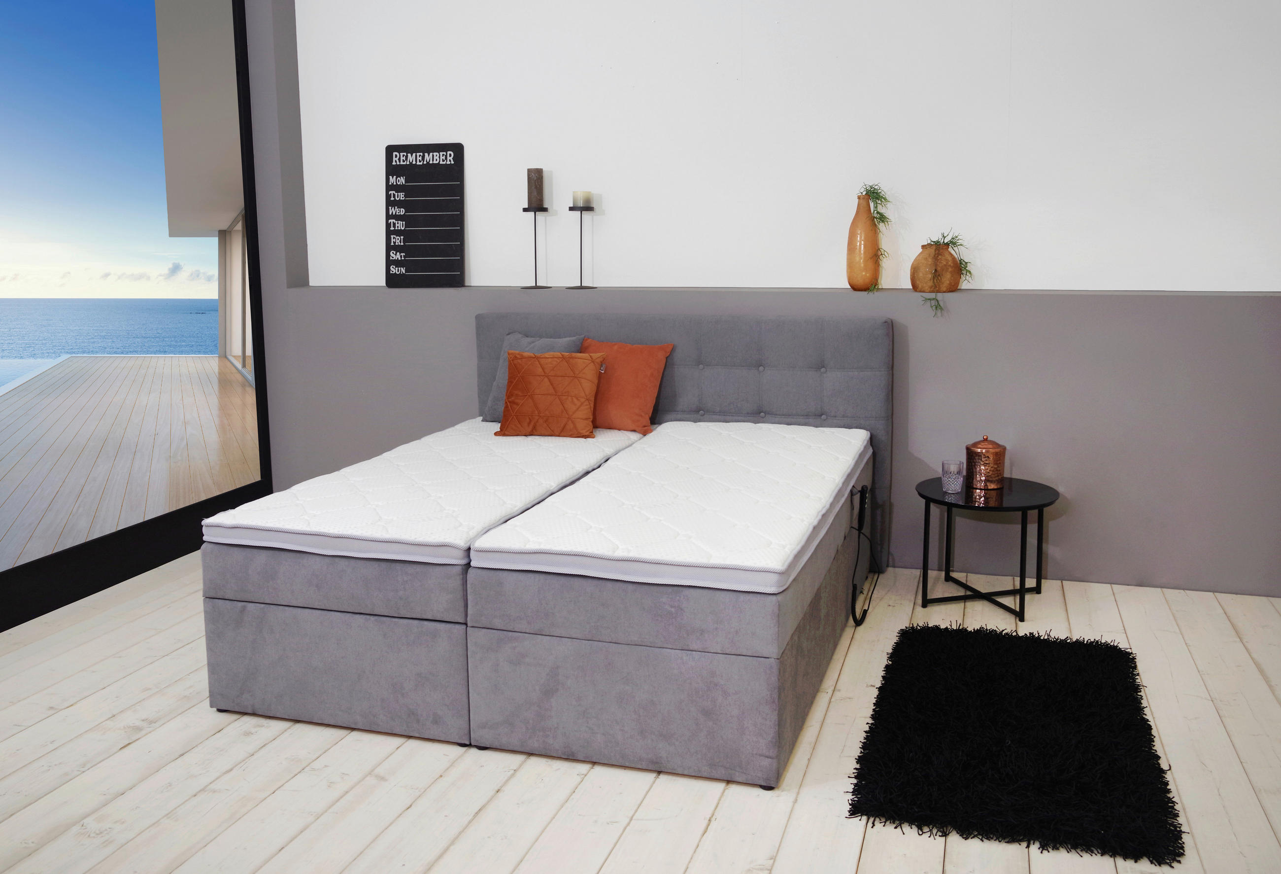 BOXBETT 180/200 cm  in Hellgrau  - Hellgrau/Schwarz, KONVENTIONELL, Kunststoff/Textil (180/200cm) - Carryhome