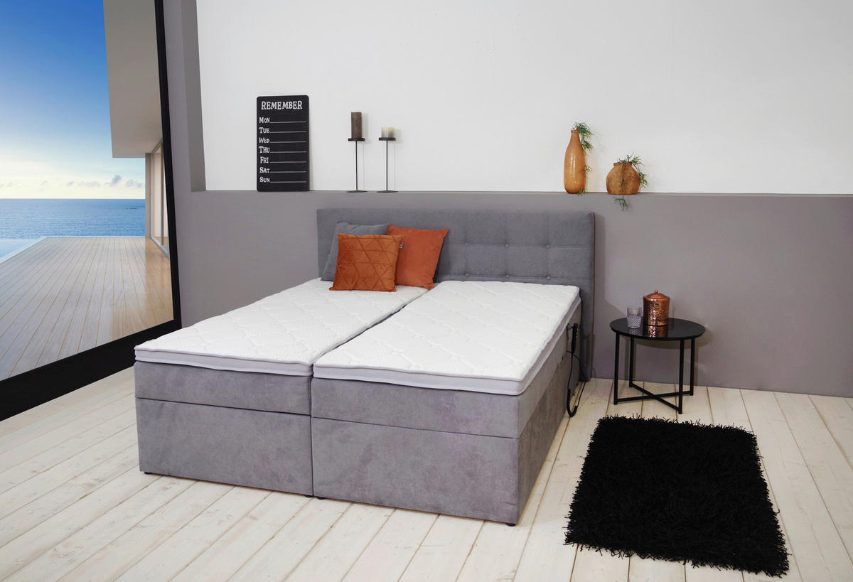BOXBETT 180/200 cm  in Hellgrau  - Hellgrau/Schwarz, KONVENTIONELL, Kunststoff/Textil (180/200cm) - Carryhome