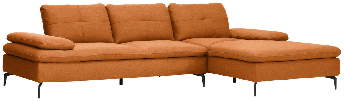 ECKSOFA in Webstoff Orange  - Schwarz/Orange, Design, Textil/Metall (301/179cm) - Chilliano