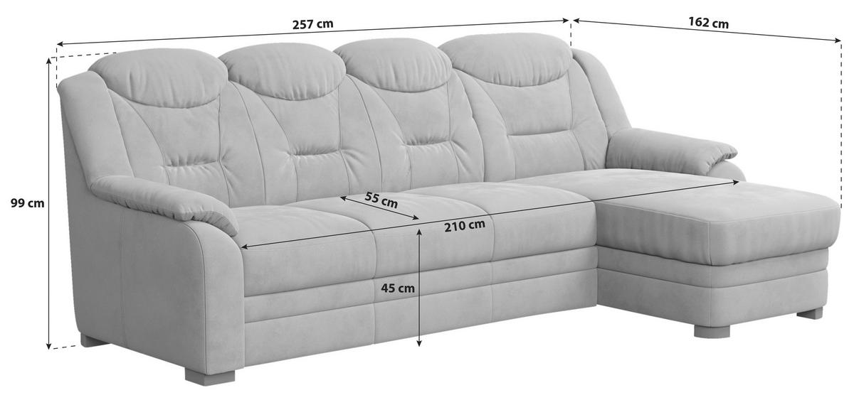 ECKSOFA Anthrazit Mikrofaser  - Anthrazit/Schwarz, Basics, Kunststoff/Textil (257/162cm) - MID.YOU