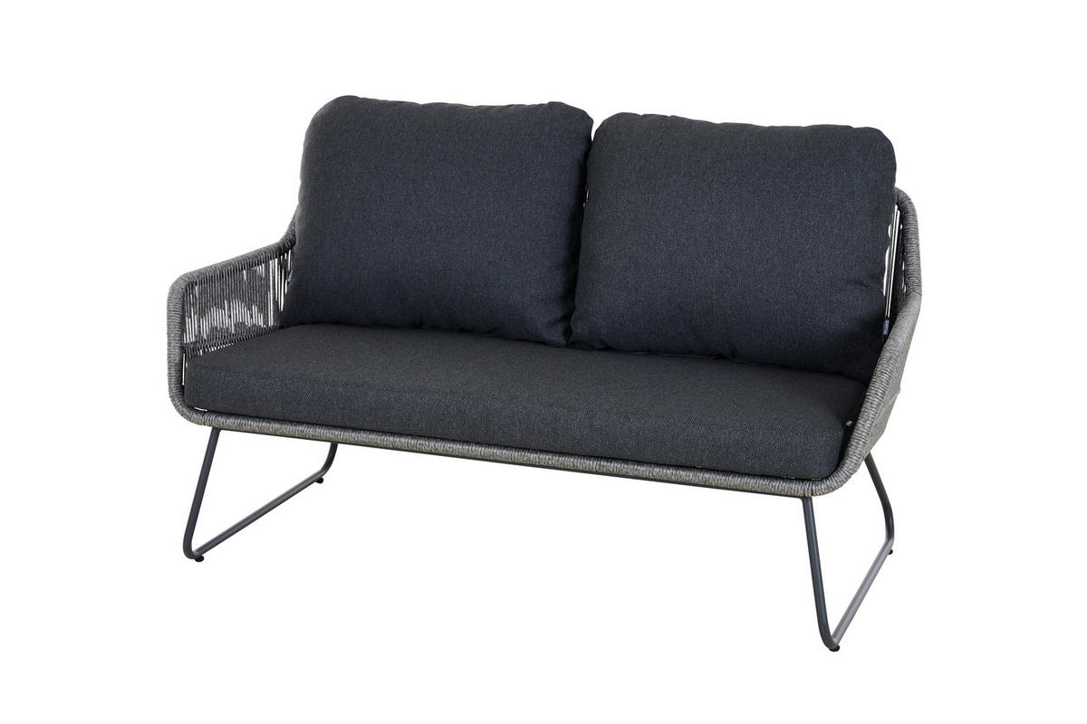 LOUNGEGARNITUR 4-teilig   145/76/73,5 cm Aluminium  - Grau, Basics, Kunststoff/Textil (145/76/73,5cm) - Siena Garden