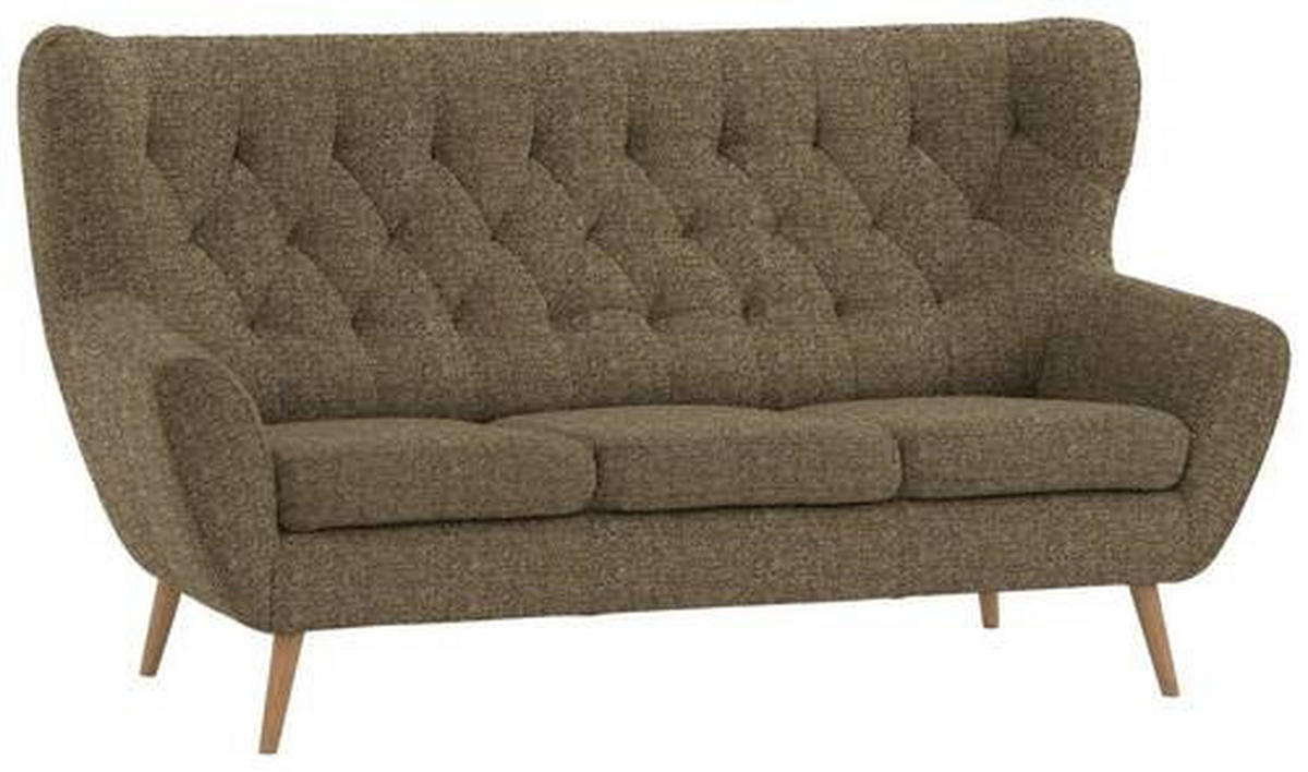 3-SITZER-SOFA in Flachgewebe Olivgrün  - Olivgrün, Design, Holz/Textil (187/101/95cm) - Stylife