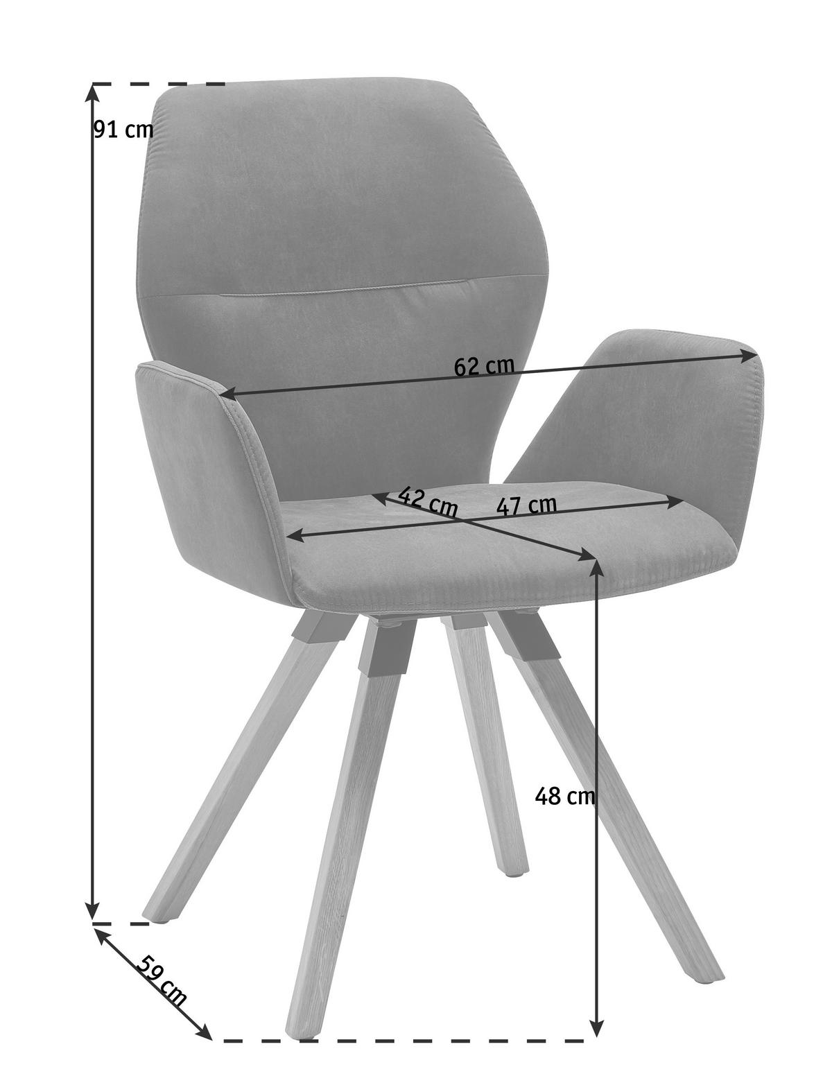 ARMLEHNSTUHL  in Mikrofaser  - Wildeiche/Anthrazit, Design, Holz/Textil (62/91/59cm) - Valnatura