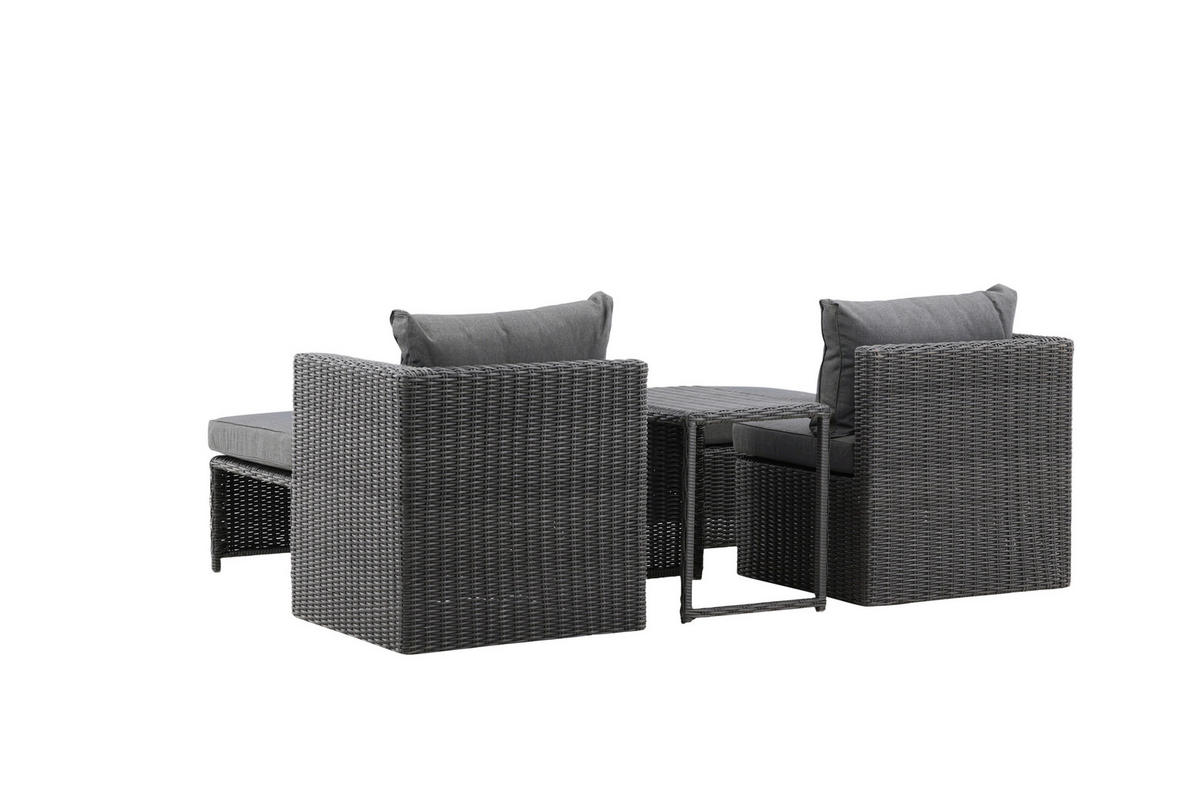GARTENSET Stahl  - Schwarz/Grau, KONVENTIONELL, Kunststoff/Metall - Gardenson