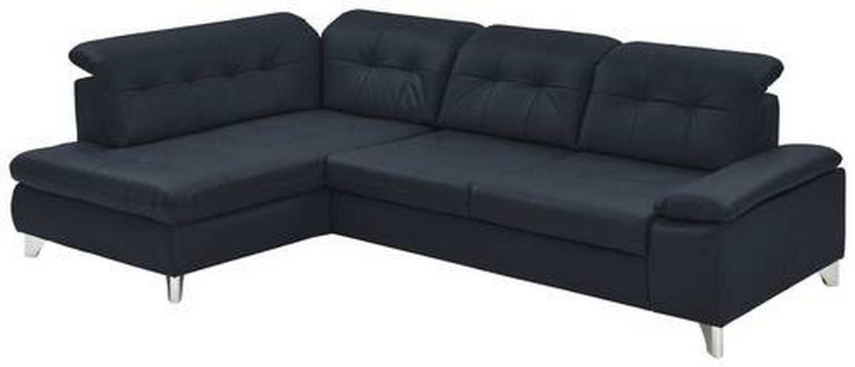 ECKSOFA in Echtleder Dunkelblau  - Dunkelblau, Basics, Leder/Metall (211/309cm) - Beldomo Speed