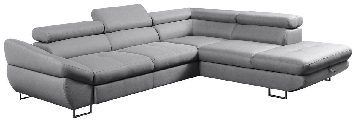 SAROKGARNITÚRA textil szürke  - krómszínű/szürke, Modern, textil/fém (280/235cm) - Hom`in