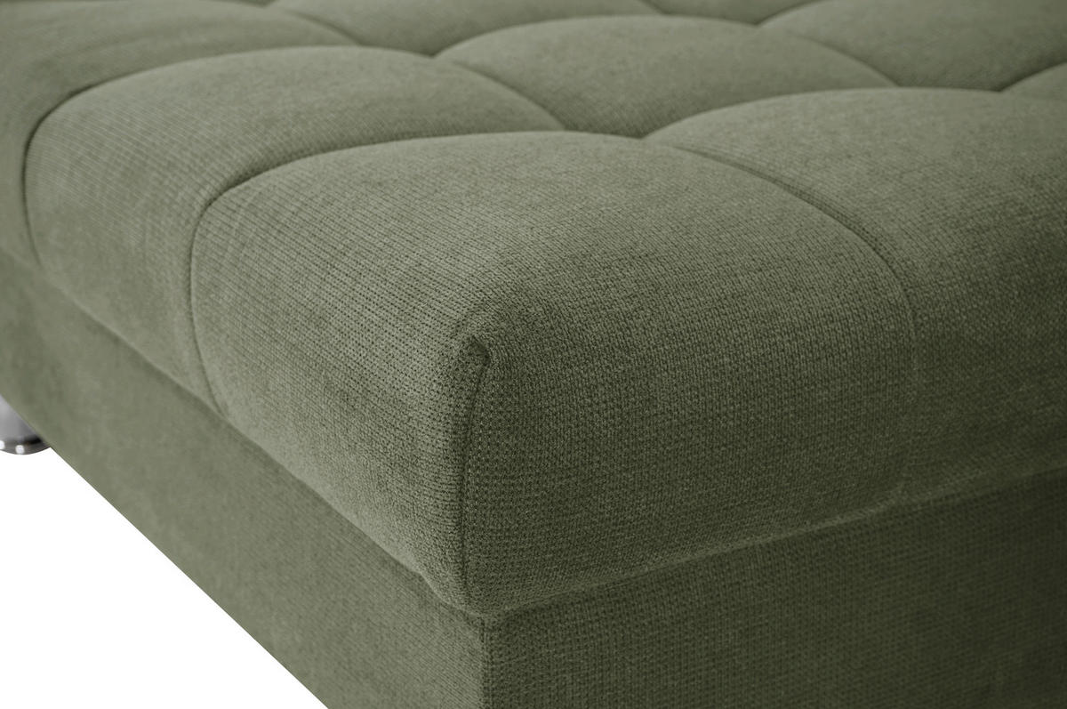 ECKSOFA in Flachgewebe, Mikrofaser Grün  - Chromfarben/Grün, Design, Kunststoff/Textil (198/312cm) - Livetastic
