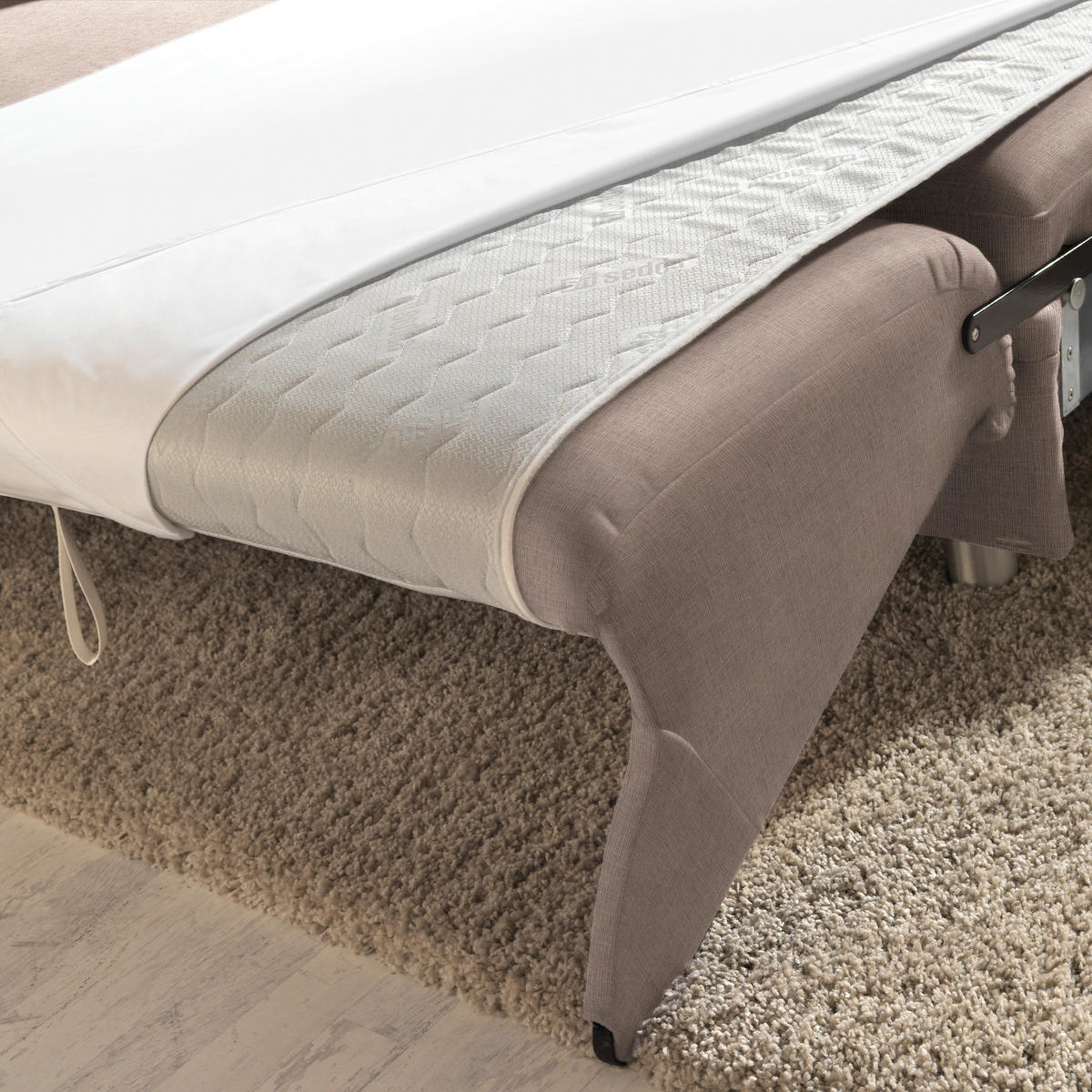 ECKSOFA in Chenille Hellbraun  208/227 cm  - Hellbraun/Alufarben, KONVENTIONELL, Textil/Metall (208/227cm) - Sedda