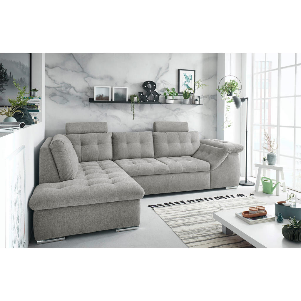 Thumbnail - Mid.you Ecksofa, Grau, Textil, Ottomane links, L-Form, 283x193 cm, Rücken echt, Schlafen auf Sitzhöhe, seitenverkehrt er...