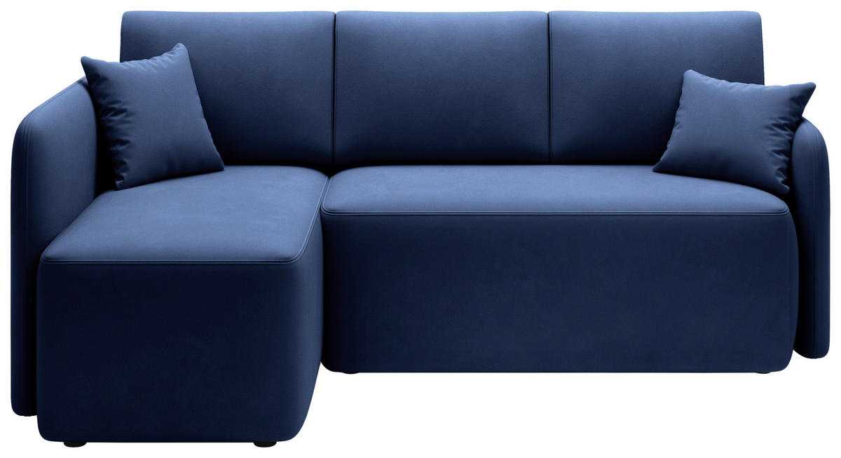 ECKSOFA Plüsch Blau  - Blau/Schwarz, Design, Kunststoff/Textil (150/206cm) - P & B