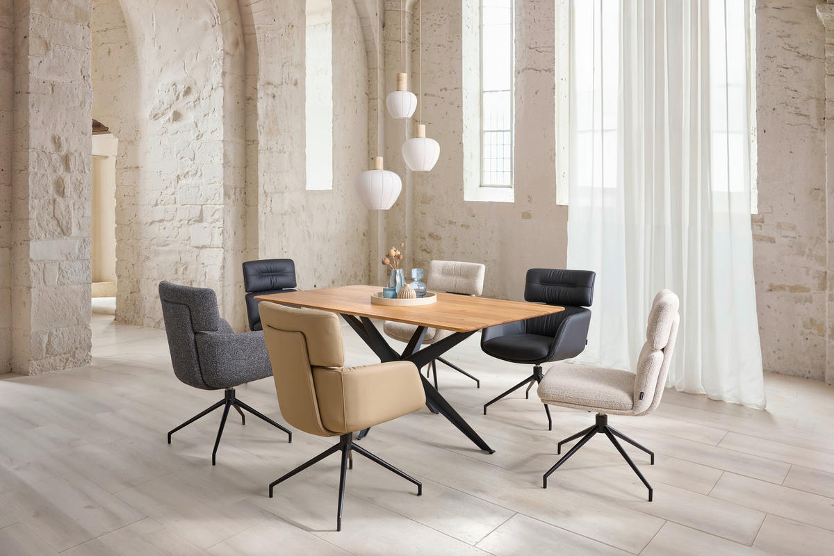 ESSTISCH Holz, Metall 180/95/76 cm  - Wildeiche/Schwarz, Design, Holz/Metall (180/95/76cm) - Dieter Knoll