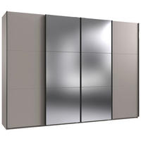 SCHWEBETÜRENSCHRANK 300/216/65 cm 4-türig Sahara  - Schwarz/Sahara, MODERN, Glas/Holzwerkstoff (300/216/65cm) - MID.YOU