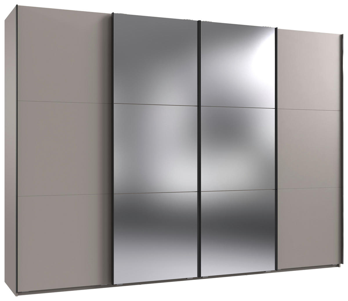 SCHWEBETÜRENSCHRANK 300/216/65 cm 4-türig Sahara  - Schwarz/Sahara, MODERN, Glas/Holzwerkstoff (300/216/65cm) - MID.YOU