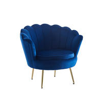 SESSEL in Samt Dunkelblau  - Goldfarben/Dunkelblau, MODERN, Textil/Metall (76/78/76cm) - Livetastic