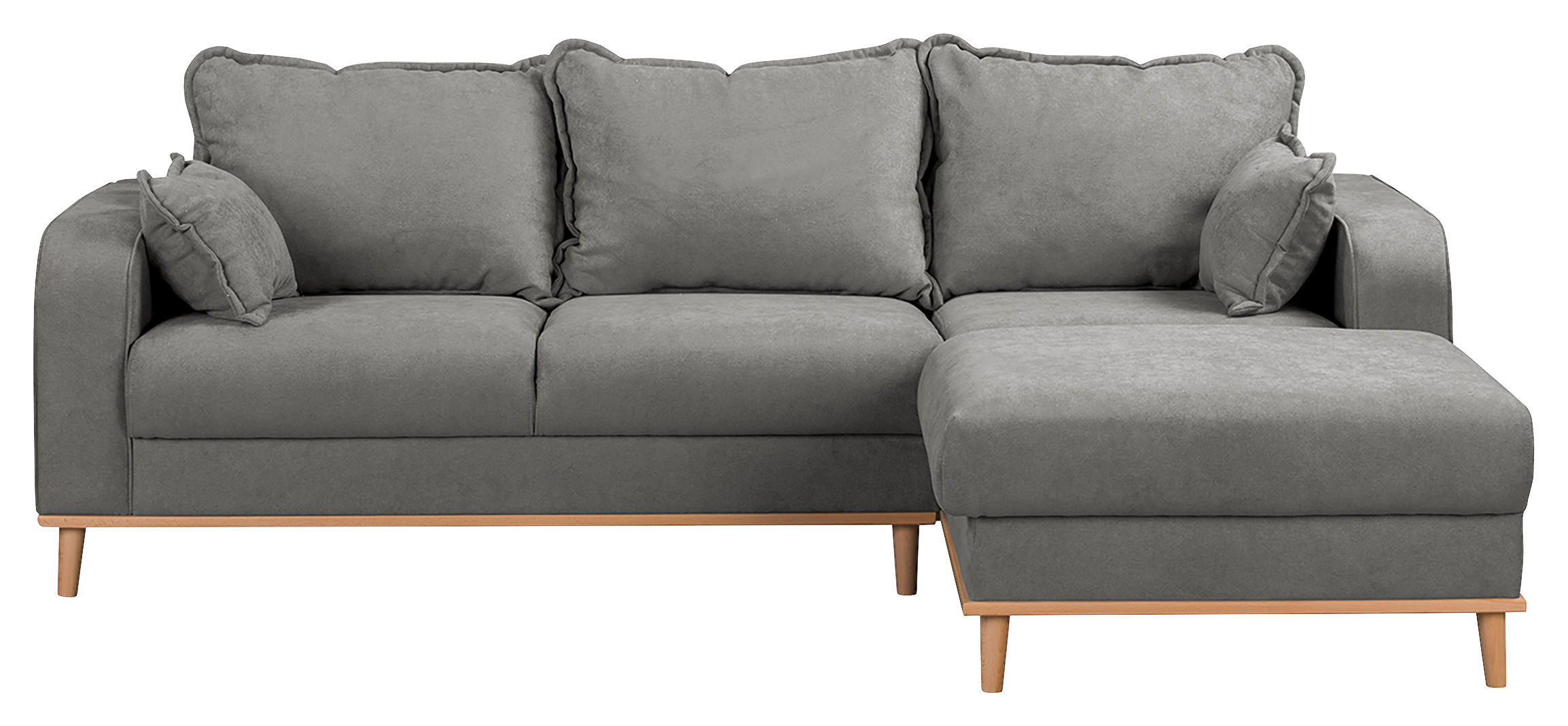 ECKSOFA Beata Grau Mikrofaser  - Wengefarben/Grau, Design, Holz/Textil (230/150cm) - Livetastic