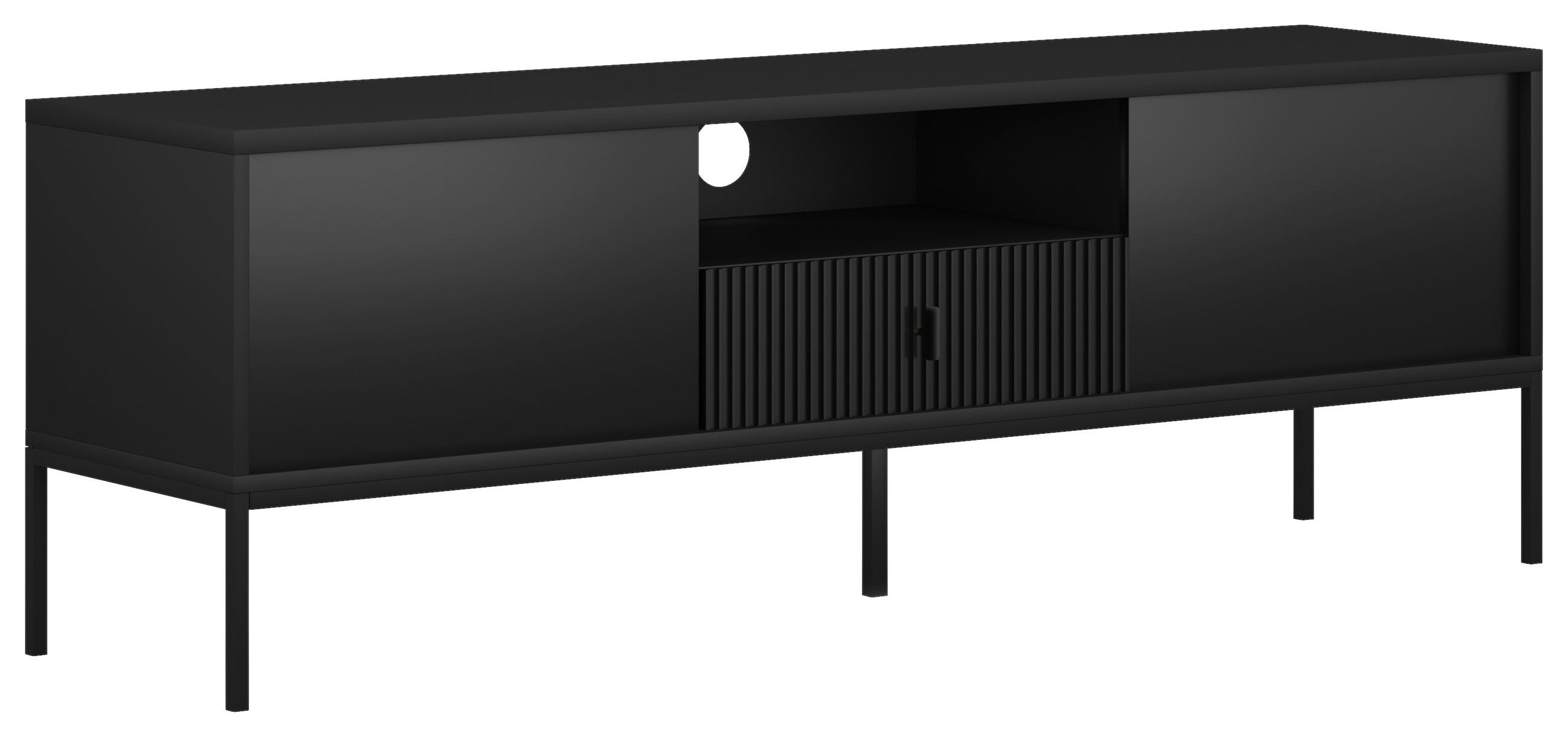 LOWBOARD Maggiore  in 154,5/52,4/39 cm  - Schwarz, Design, Holzwerkstoff/Metall (154,5/52,4/39cm) - Boxxx