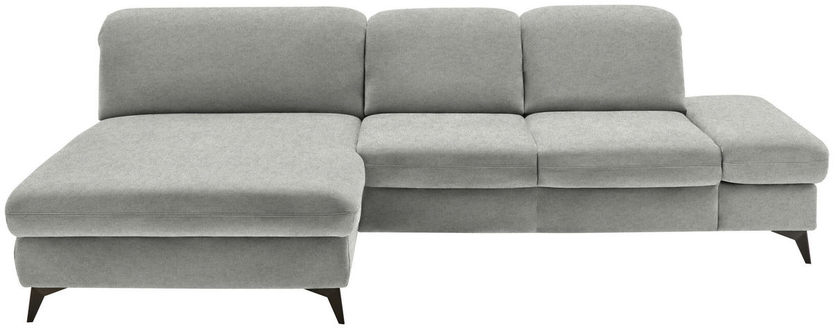 ECKSOFA Chenille Silberfarben  - Silberfarben/Schwarz, Design, Textil/Metall (198/288cm) - Beldomo Style
