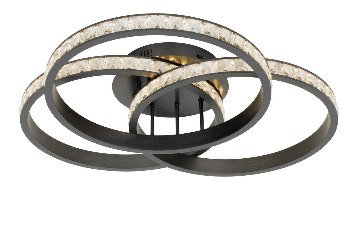 LED-DECKENLEUCHTE Elora 64/15 cm  - Schwarz, Design, Glas/Metall (64/15cm) - Novel