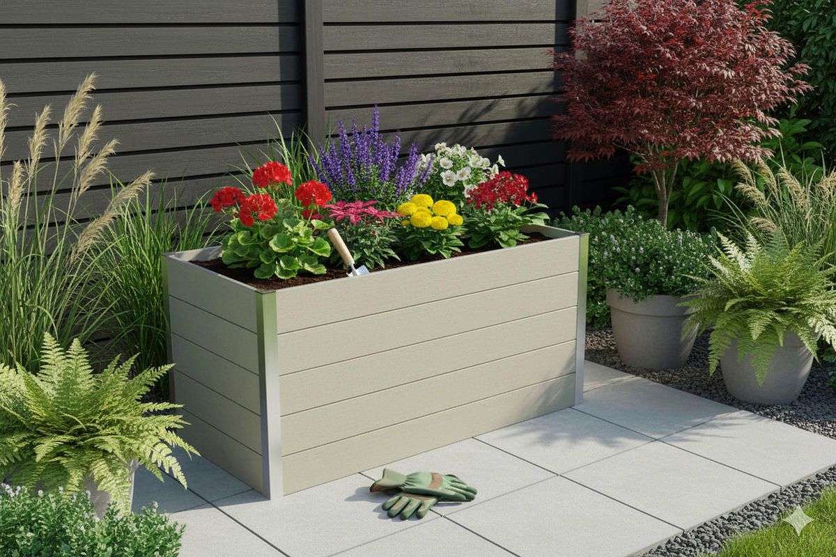 VYVÝŠENÝ ZÁHON   - šedá, Konvenční, kov (160/70/75cm) - Prestige Home